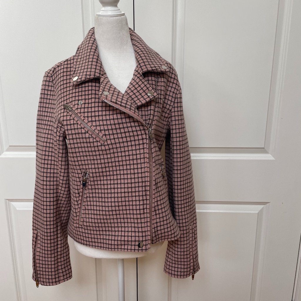 Asymmetrical Zipped Motor Wool Jacket